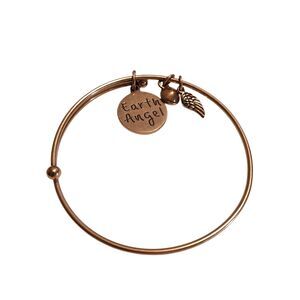 Earth Angel August Gemstone Copper Toned Charm Bracelet Angel Wing and Tree